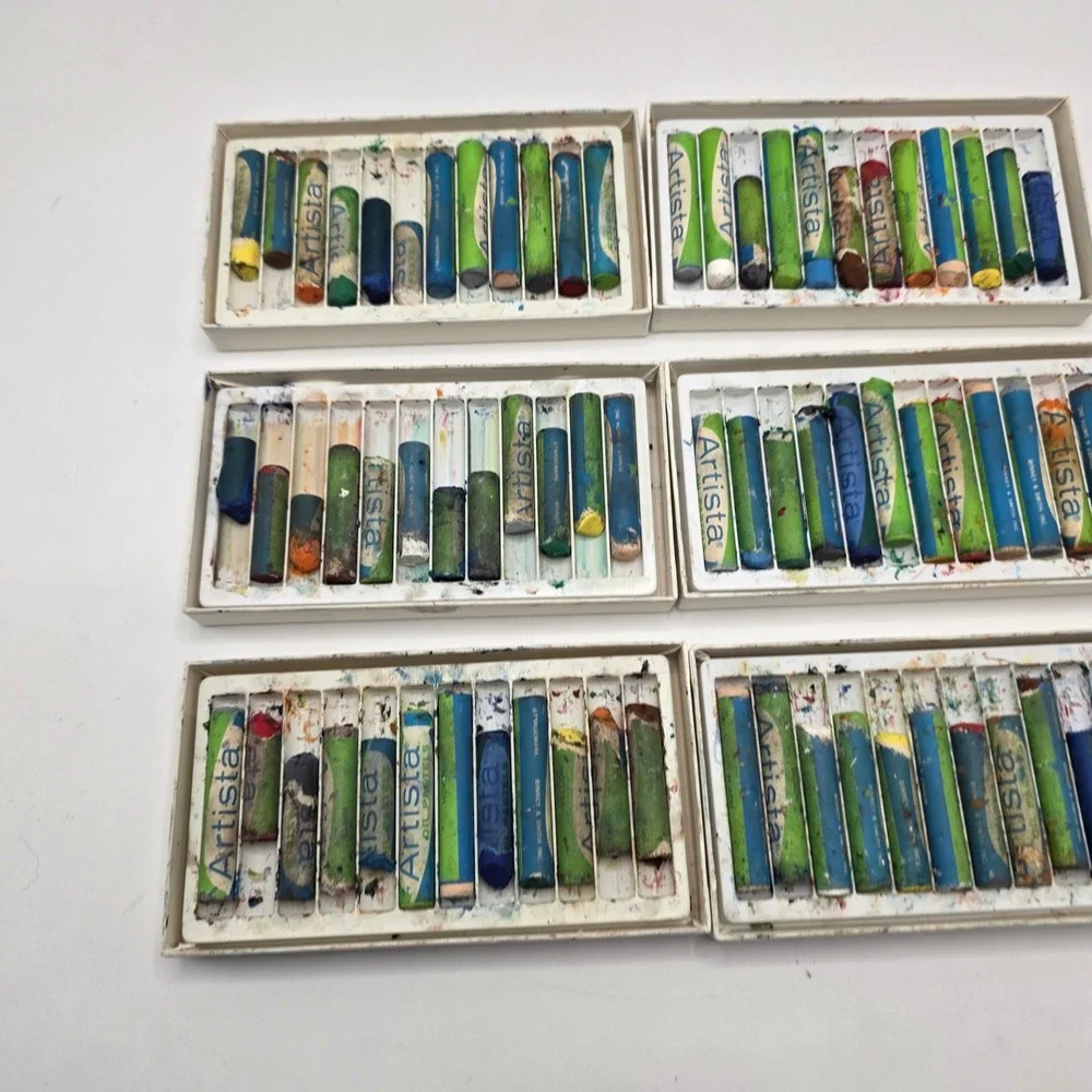 Binney & Smith Artista Oil Pastels 12 Vivid Colors Vintage Art Supplies Lot of 6